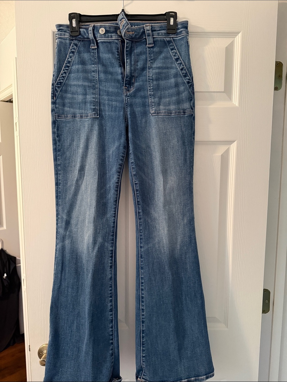 American Eagle Outfitters Medium Blue High-Rise Flare Jeans